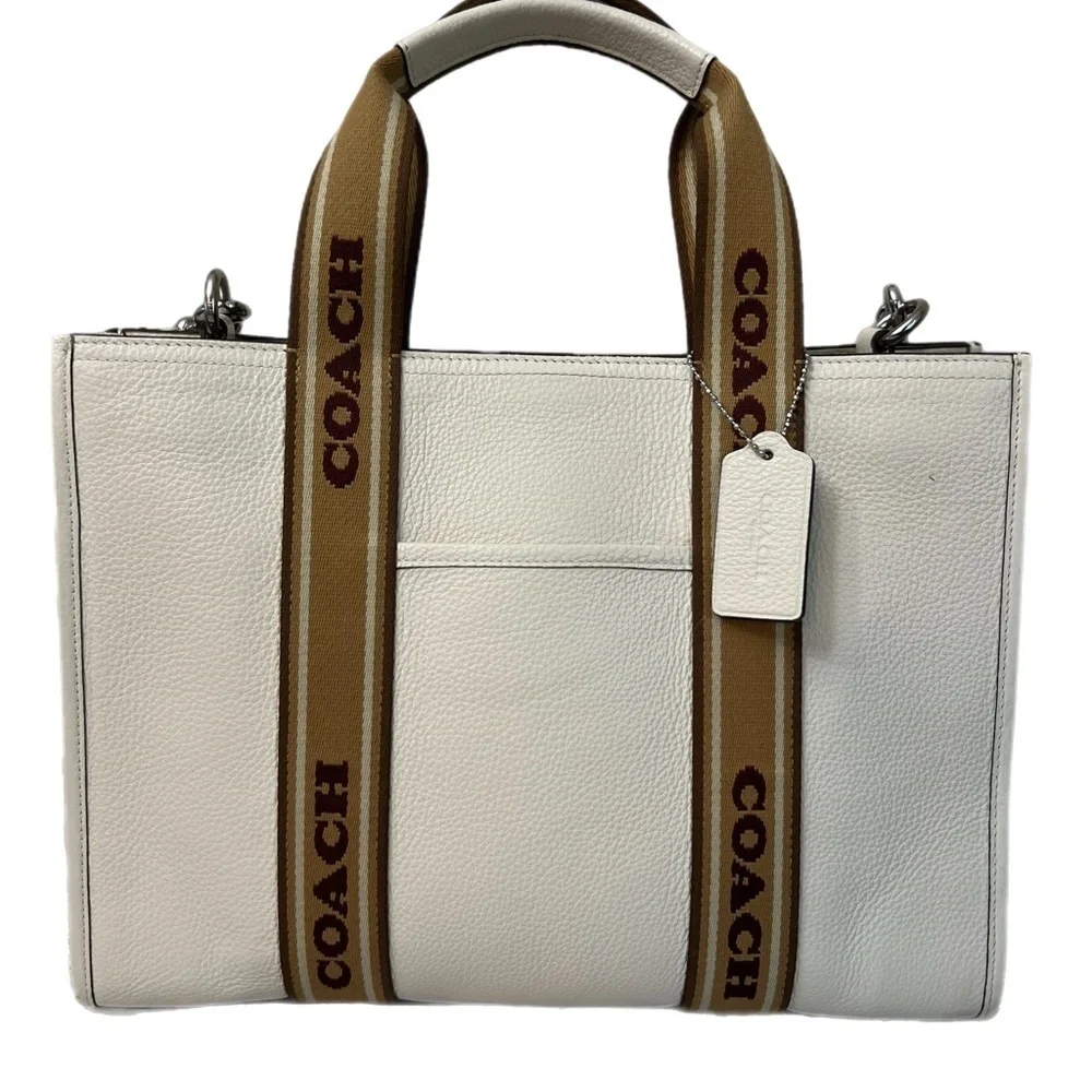 Coach White and Tan Briefcase with Modern Design. NWOT